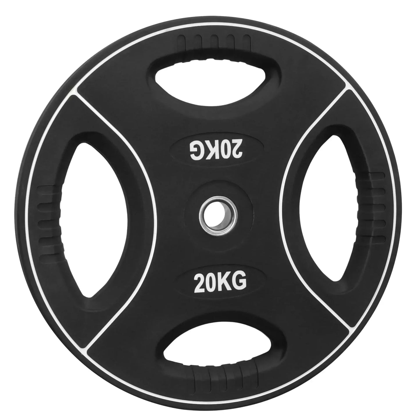 20 kg PU-Hantelscheibe mit 4-Grip-Design für Krafttraining