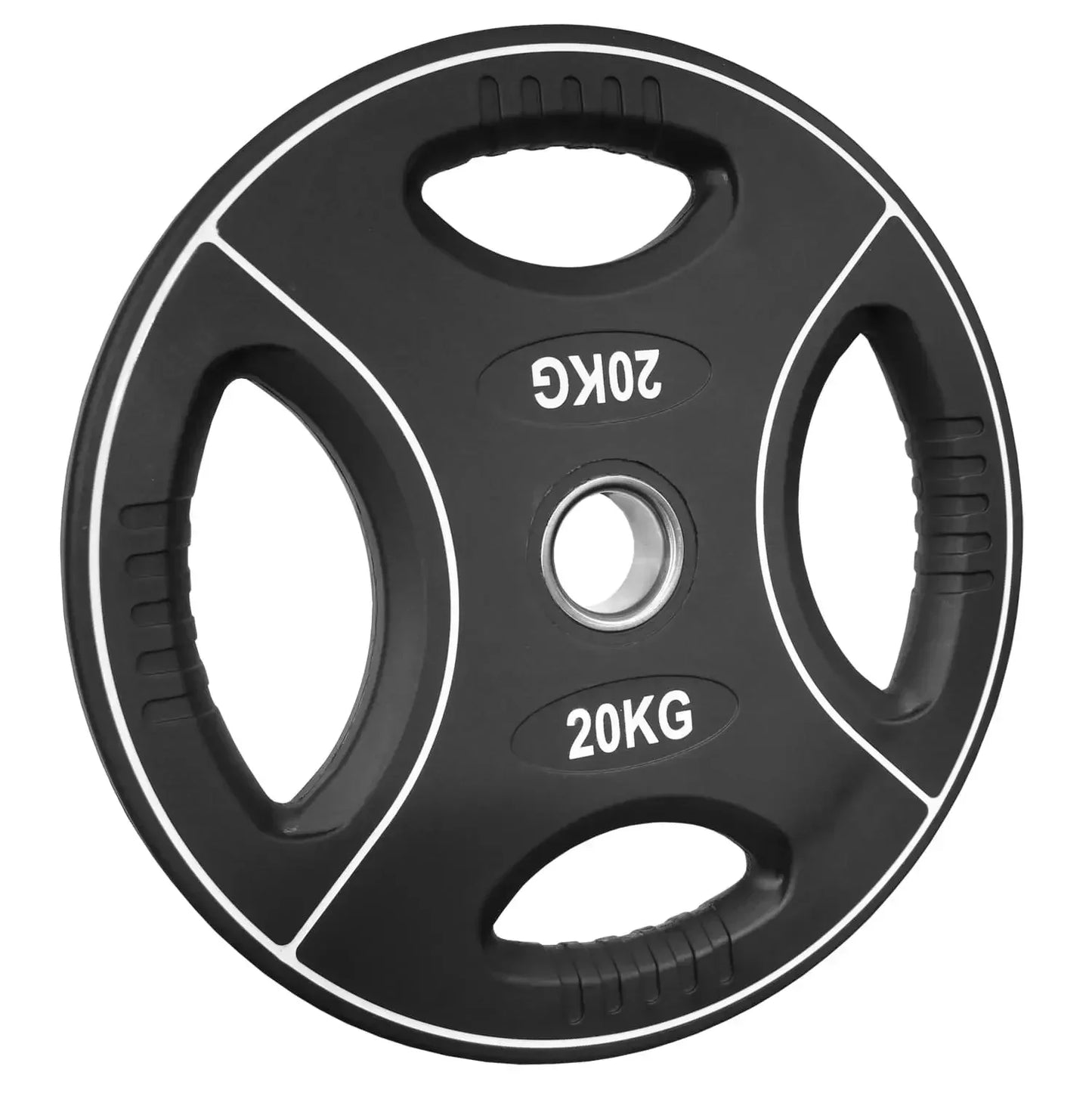 20 kg PU-Gewichtsscheibe mit 4-Grip-Design für Krafttraining