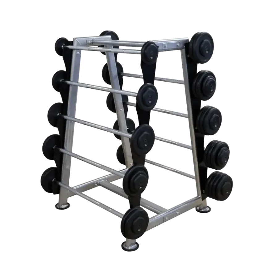 Hantelständer mit schwarzen Gewichten für Homegym & Studio – robustes Fitness-Kraftgerät