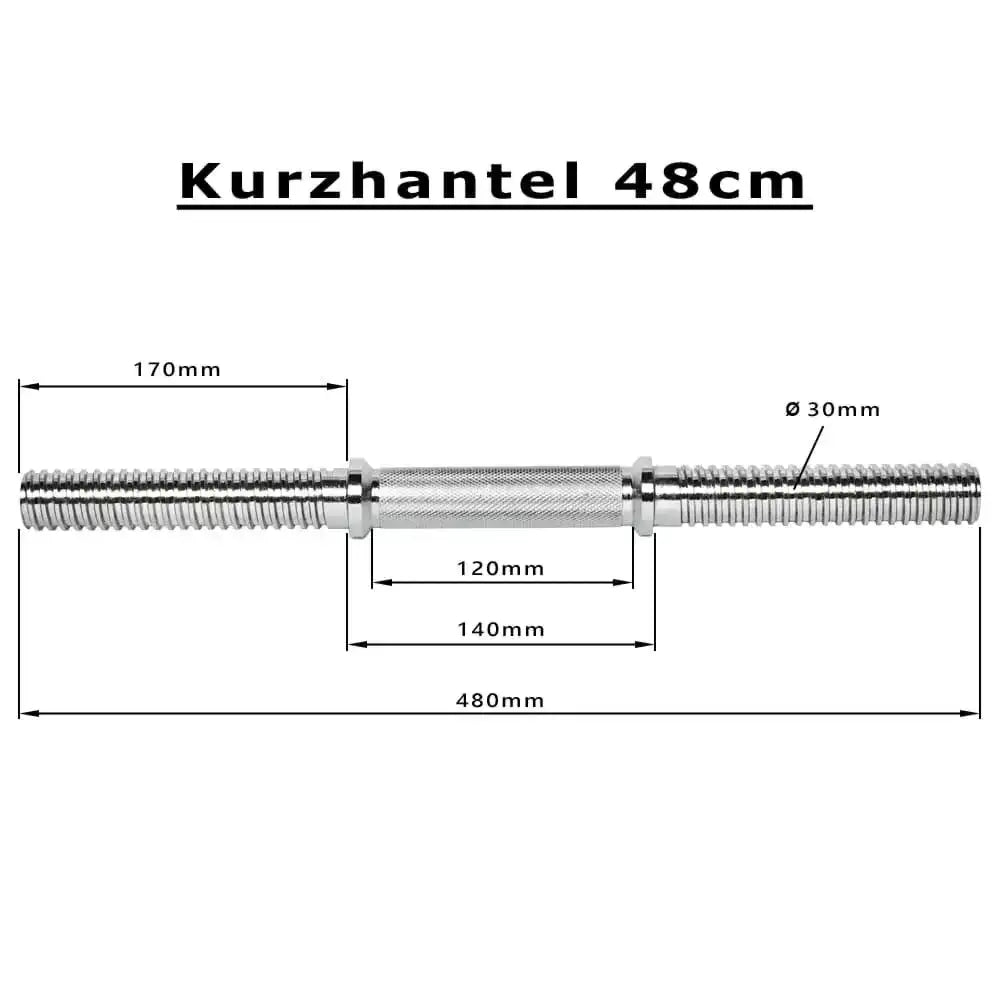 Kurzhantel 48 cm mit 30 mm Durchmesser, ideal für Homegym und Krafttraining