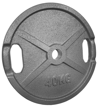 40 kg Hantelscheibe für Krafttraining, robustes Gussdesign mit Griffmulden, ideal für Homegym & Studio