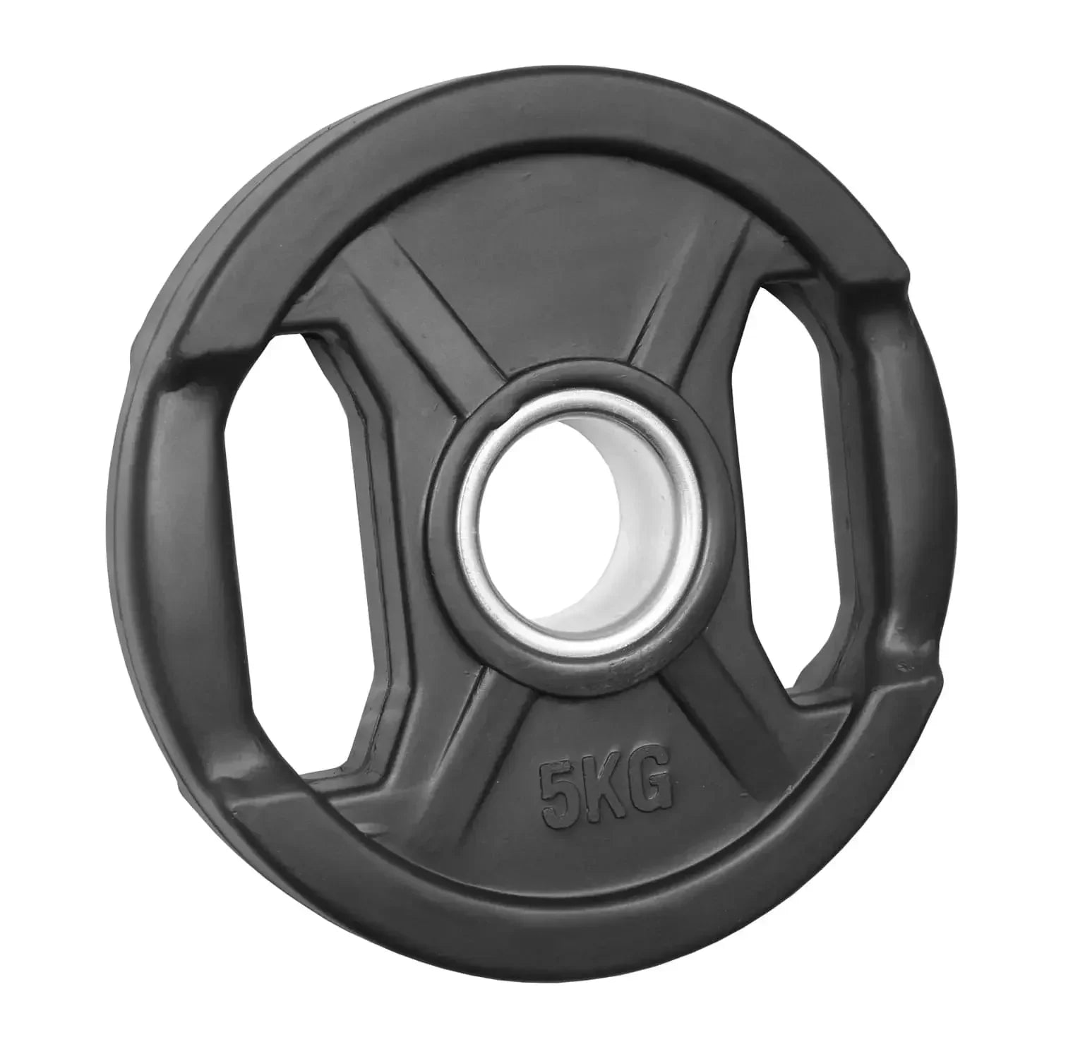 5kg Hantelscheibe für Krafttraining, schwarz mit Griffmulden, ideal für Homegym & Studio