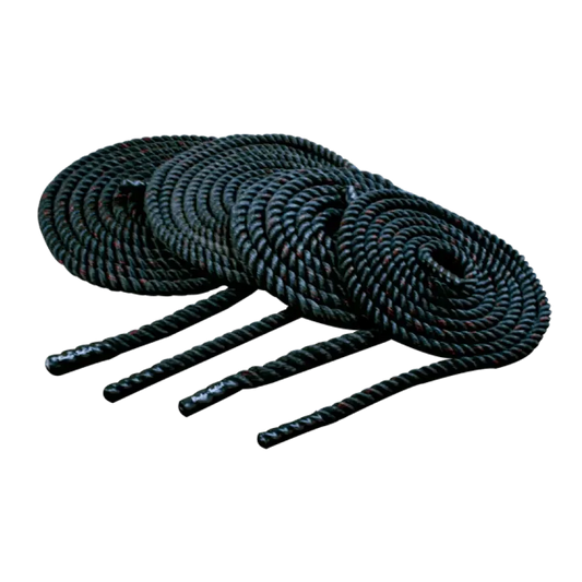 Schwarze Fitness-Seile für Krafttraining und Homegym, robust und ideal für funktionelles Training