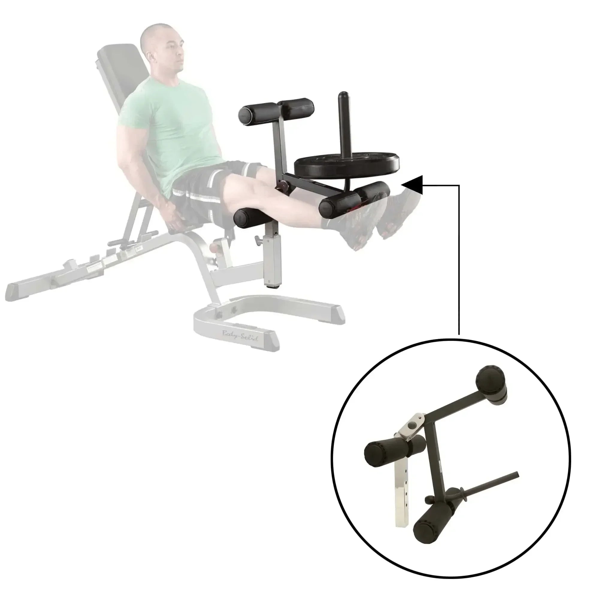 Beinextension für Hantelbank, Fitness-Kraftgerät mit verstellbarem Beinpolster für Homegym-Training