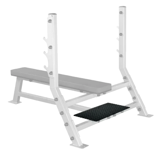 Weißer Krafttrainings-Bank mit Hantelablage und rutschfester Matte für Homegym & Studio