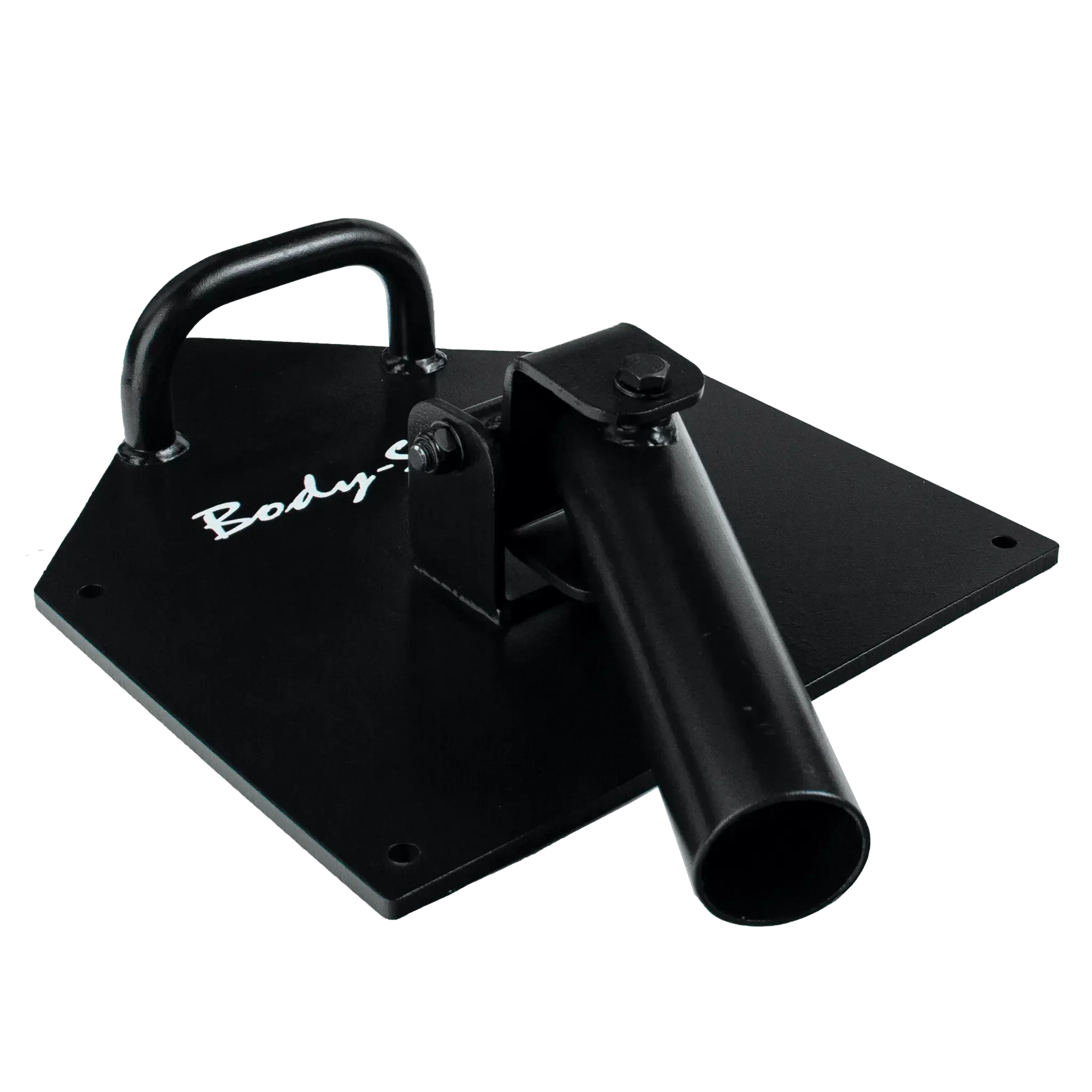 Schwarze Body-Solid Bodenplatte mit Griff und Rohr für Kraftstationen im Homegym