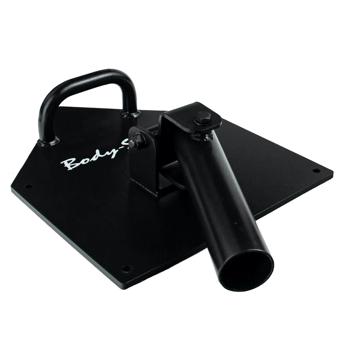 Schwarze Body-Solid Bodenplatte mit Griff und Rohr für Kraftstationen im Homegym