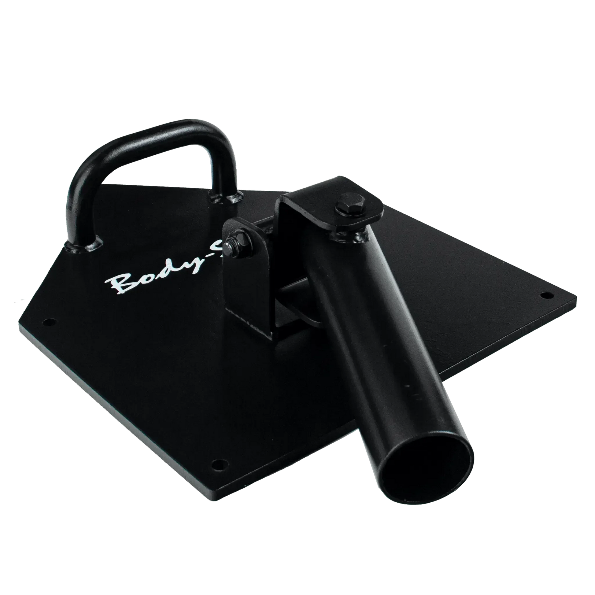 Schwarze Body-Solid Bodenplatte mit Griff und Rohr für Kraftstationen im Homegym