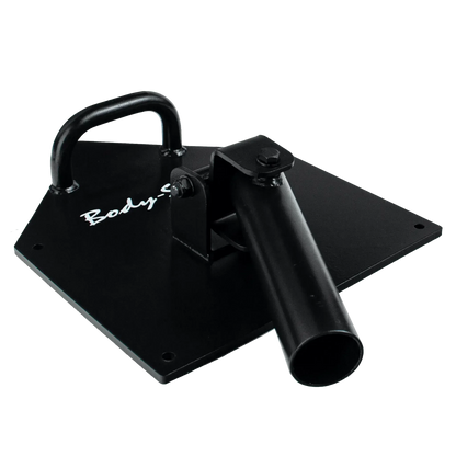 Schwarze Body-Solid Bodenplatte mit Griff und Rohr für Kraftstationen im Homegym