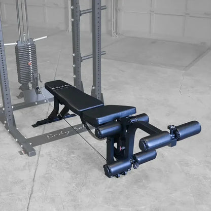 Schwarze Hantelbank mit Beinextension für Homegym & Studio, kompatibel mit Kraftstation