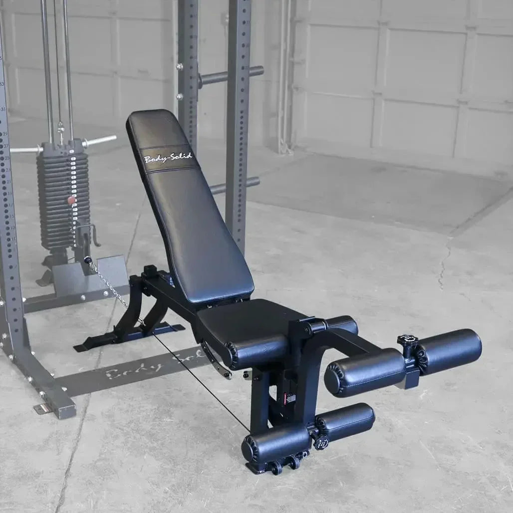 Body-Solid Hantelbank mit Beinpress und Kabelzug für Homegym & Studio Training
