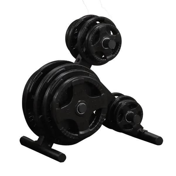 Schwarze Hantelscheiben mit Gewichtsset für Homegym und Krafttraining, ideal für Fitness-Kraftgeräte
