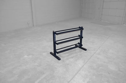 Schwarzer Hantelständer mit 3 Ebenen für Homegym & Studio, robustes Fitness-Kraftgerät