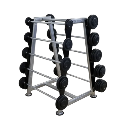 Hantelständer mit schwarzen Gewichten für Homegym & Studio – robustes Fitness-Kraftgerät