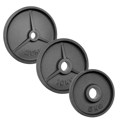 Schwarze Hantelscheiben 5 kg, 10 kg, 20 kg für Krafttraining und Homegym