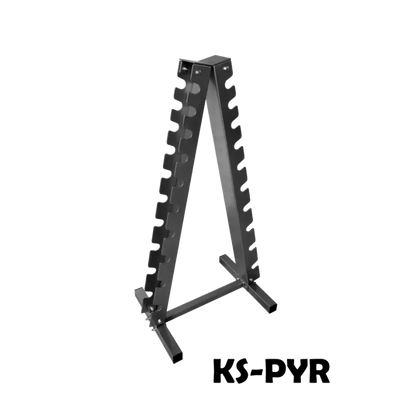 Schwarzer Hantelständer KS-PYR für Homegym & Studio, robustes A-Frame Design mit mehreren Halterungen