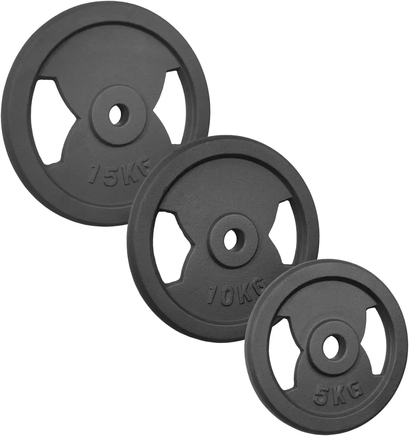 Schwarz lackierte Hantelscheiben 5kg, 10kg, 15kg für Krafttraining und Homegym
