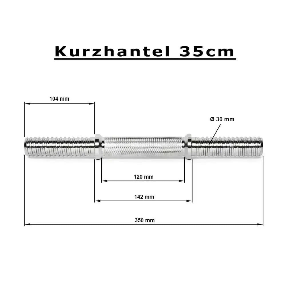 Kurzhantel 35 cm mit 30 mm Gewinde, ideal für Homegym & Krafttraining