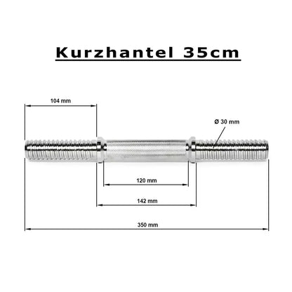 Kurzhantel 35 cm mit 30 mm Gewinde, ideal für Homegym & Krafttraining