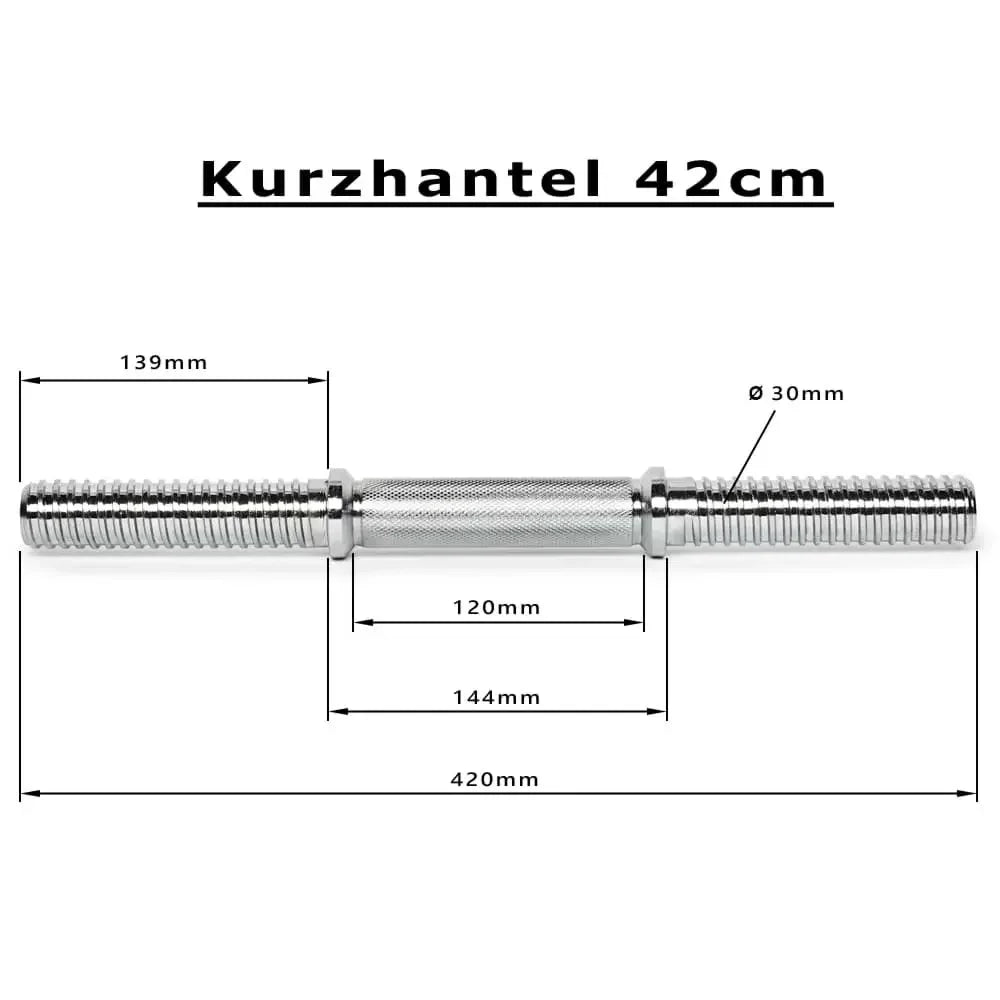 42 cm Kurzhantelstange mit 30 mm Durchmesser, ideal für Homegym und Krafttraining