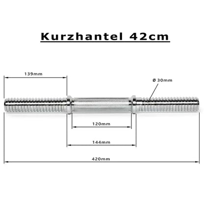 42 cm Kurzhantelstange mit 30 mm Durchmesser, ideal für Homegym und Krafttraining
