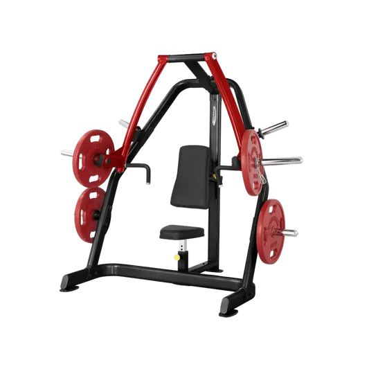 Rote und schwarze Kraftstation mit Hantelscheiben für Homegym-Training