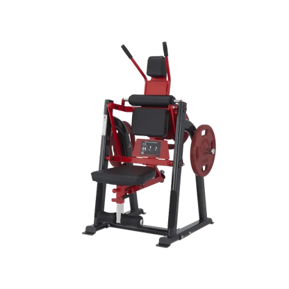 Rote Kraftstation mit gepolstertem Sitz und Rückenlehne für Homegym-Training