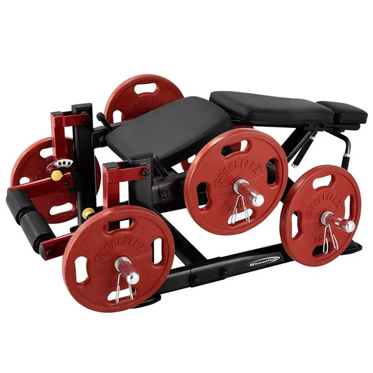SteelFlex Kraftstation mit roten Gewichten für Homegym & Studio Training