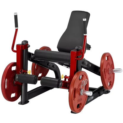 Rote Beinpresse mit 25kg Gewichten für Homegym & Studio – Kraftstation für Beintraining
