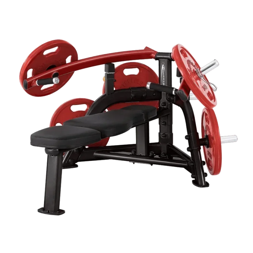 Schwarze Hantelbank mit roten Gewichten für Homegym & Studio-Training