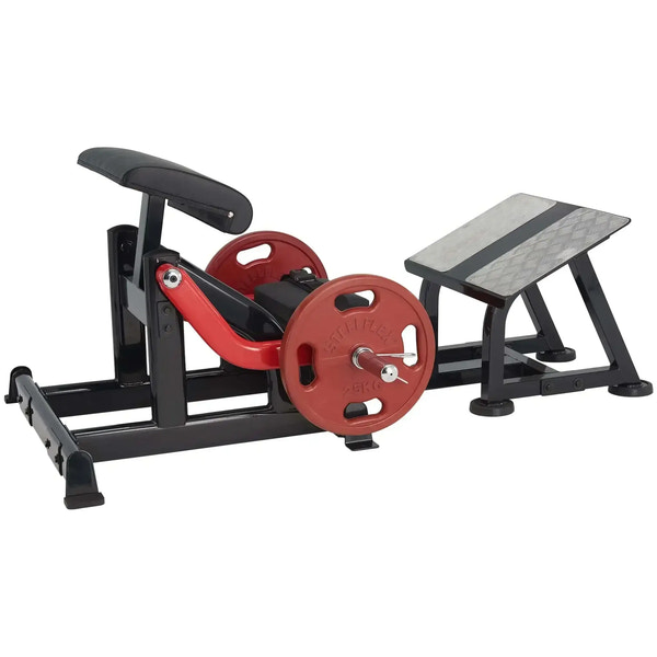 Kraftstation mit roten 25kg Scheiben und Hantelbank für Homegym & Studio Training