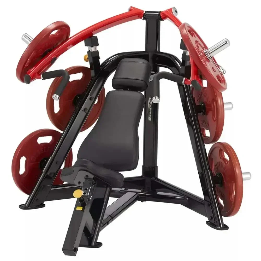 Schwarze Kraftstation mit roten Gewichten für Homegym & Studio-Training