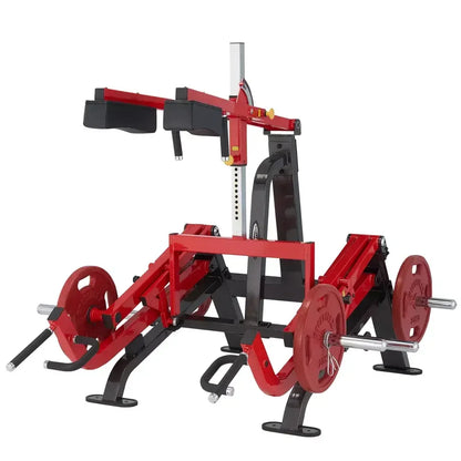 Rote Kraftstation mit Hantelbank und Gewichten für Homegym & Studio Training