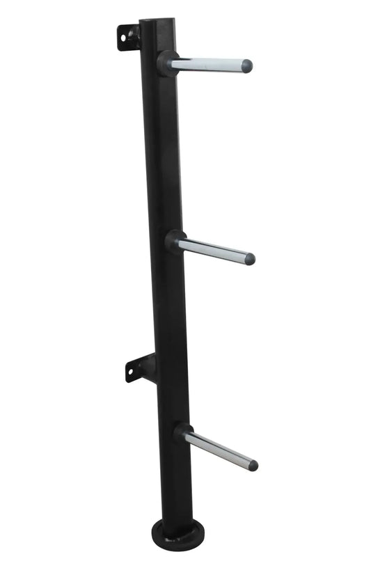 Schwarzer Hantelhalter mit 3 Edelstahlstangen für Homegym & Studio – robustes Fitness-Kraftgerät