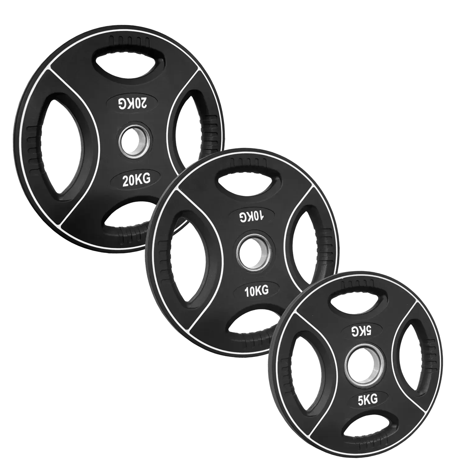 Schwarze Hantelscheiben 5kg, 10kg, 20kg für Krafttraining und Fitness