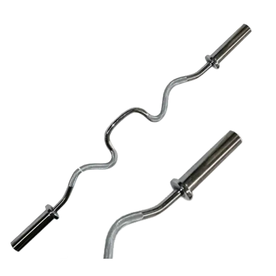 Curved barbell for bicep curls, fitness equipment for home gym or studio training